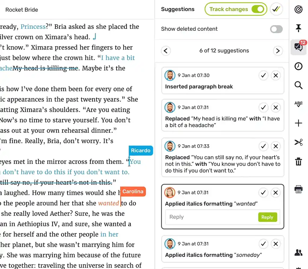 Collaboration in Reedsy Studio