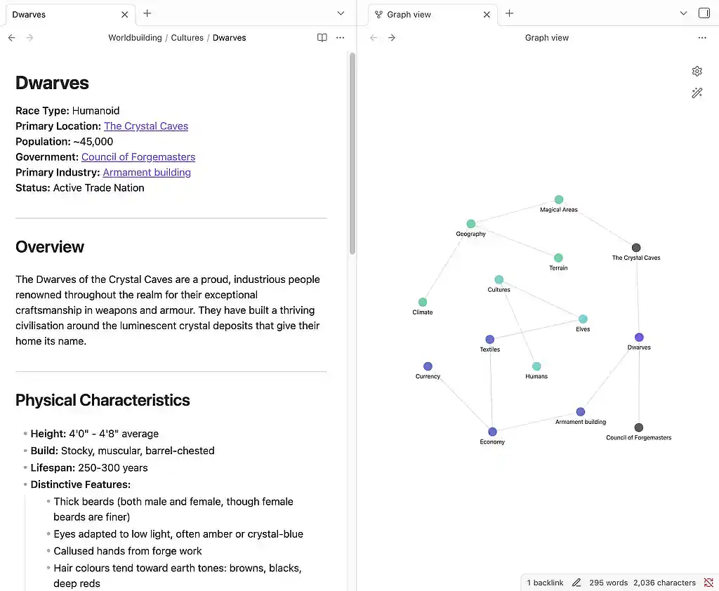 Obsidian app for writing