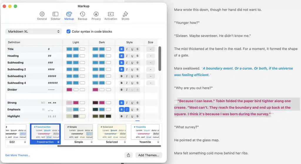 Markdown settings in Ulysses