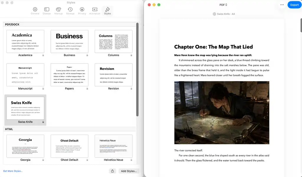Exporting a book in Ulysses