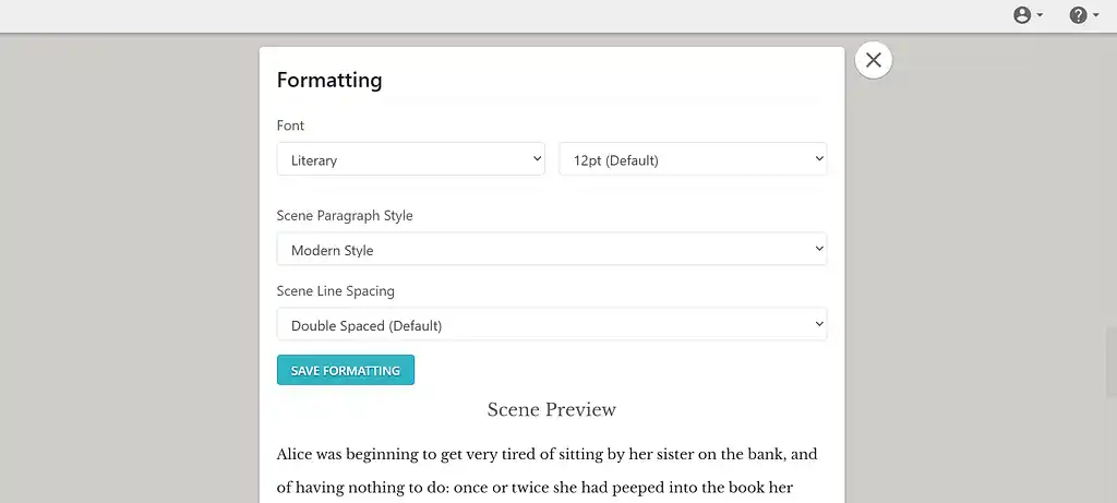 Dropdown boxes for text and paragraph styles in Dabble