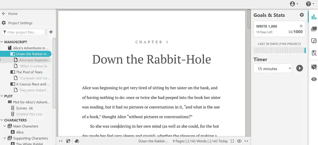 Dabble's user interface